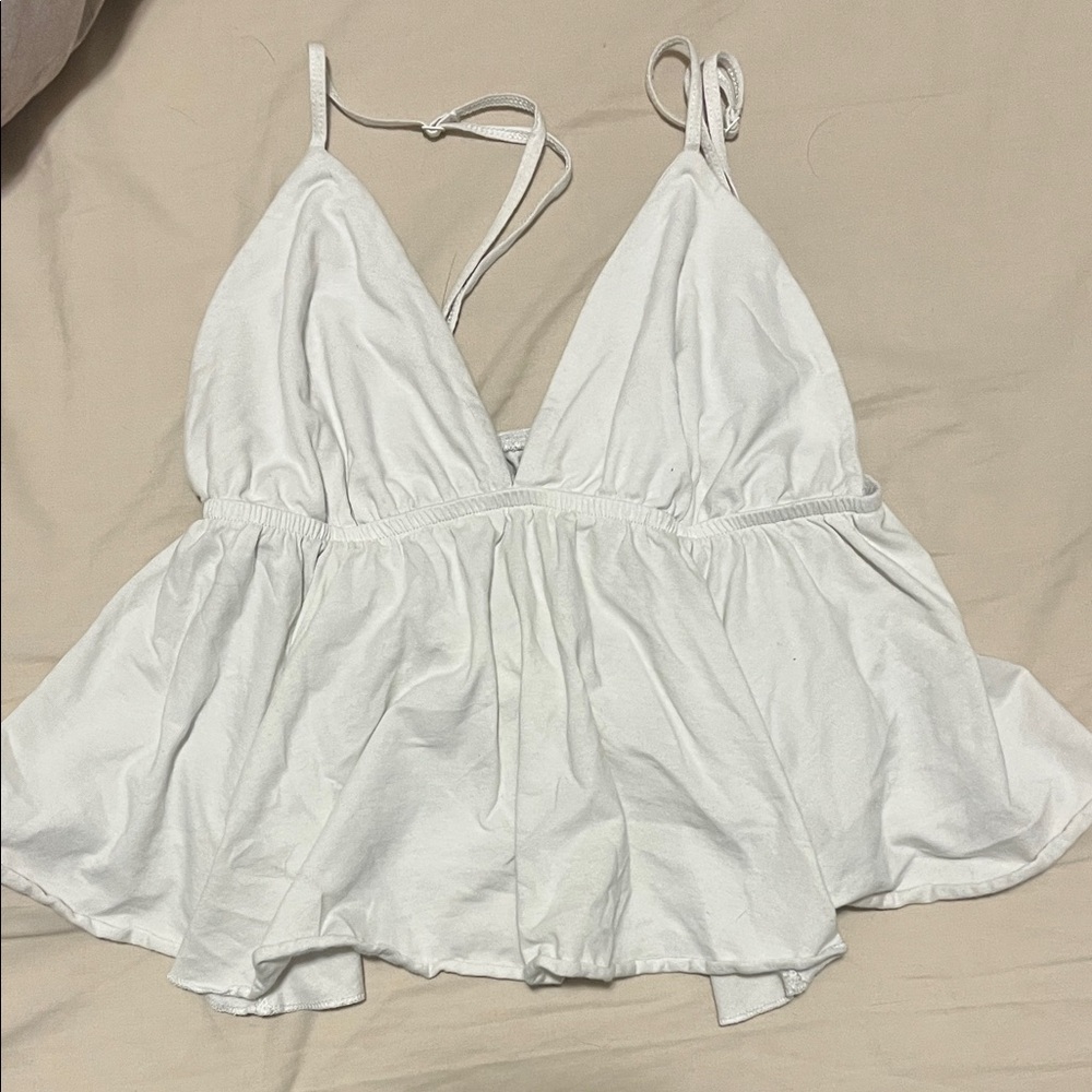 White Strappy Peplum Top